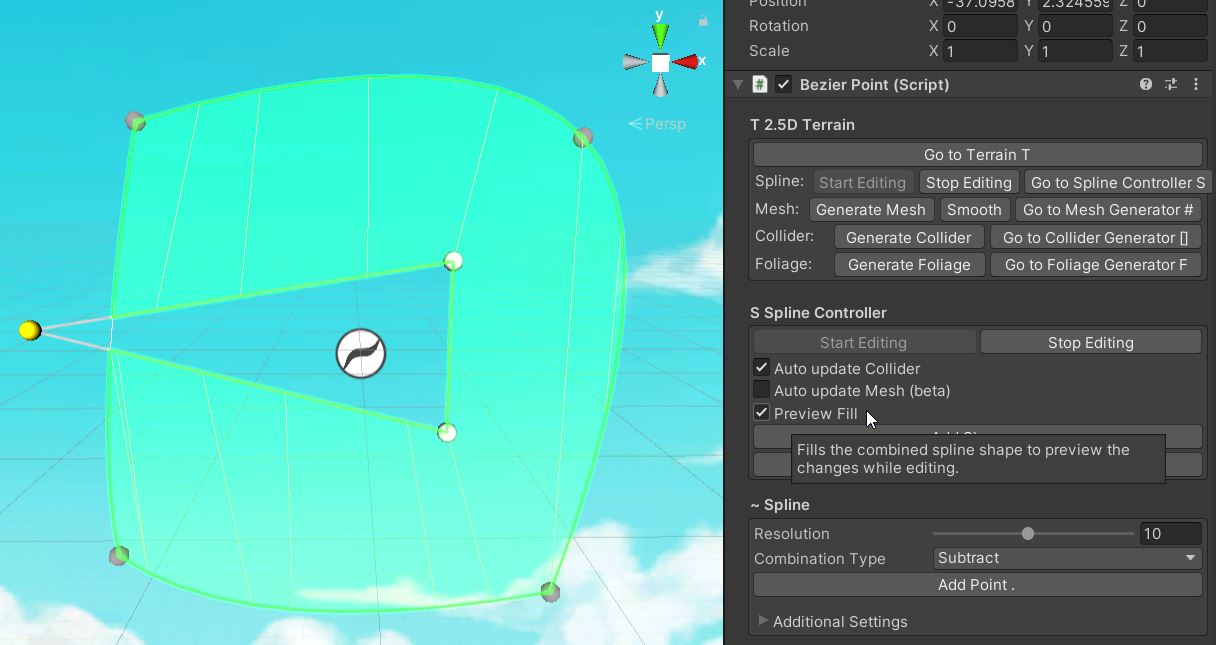 2.5D Terrain Spline Controller preview